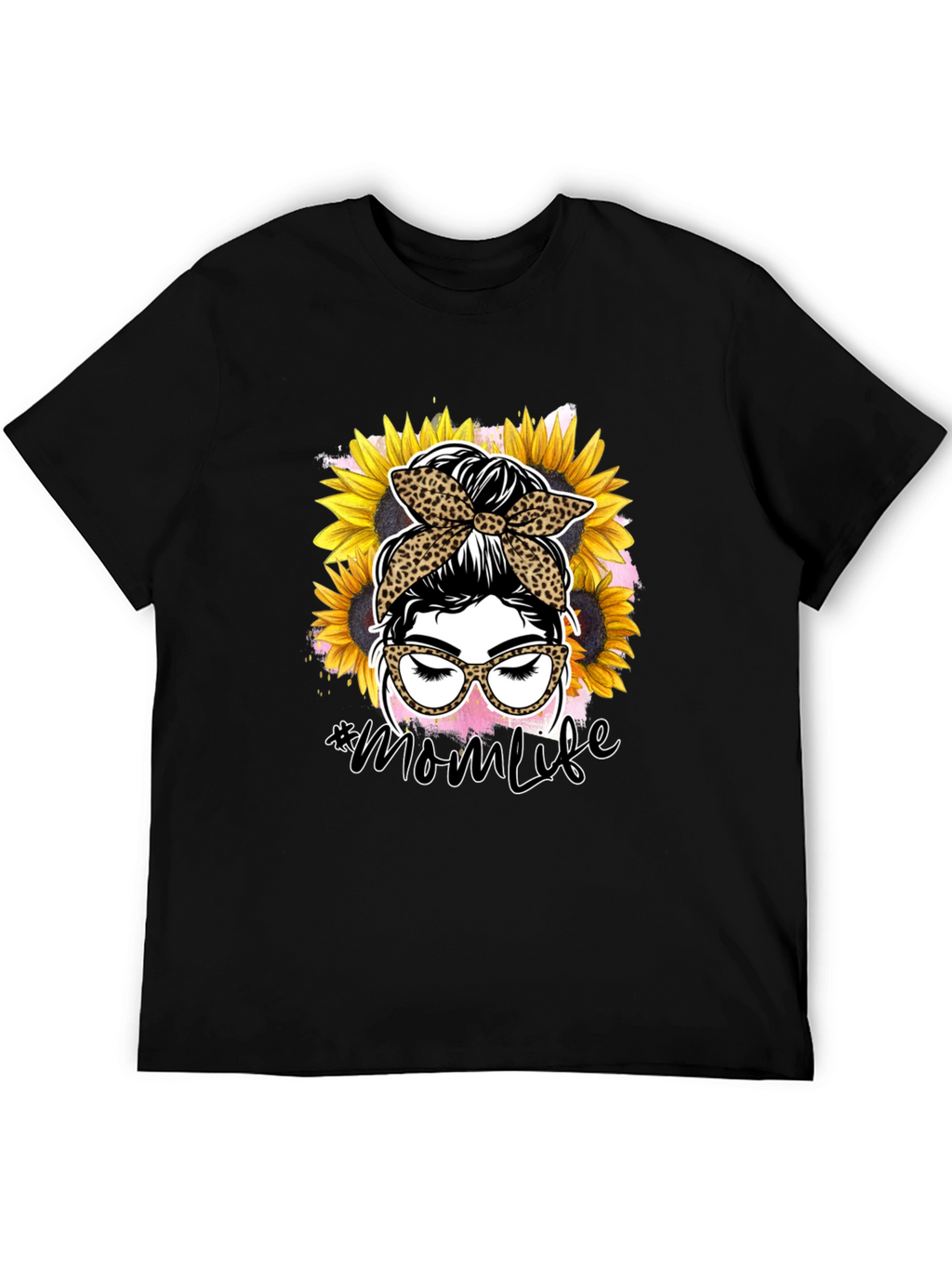 Mom Life Leopard Sunflower Graphic Tee