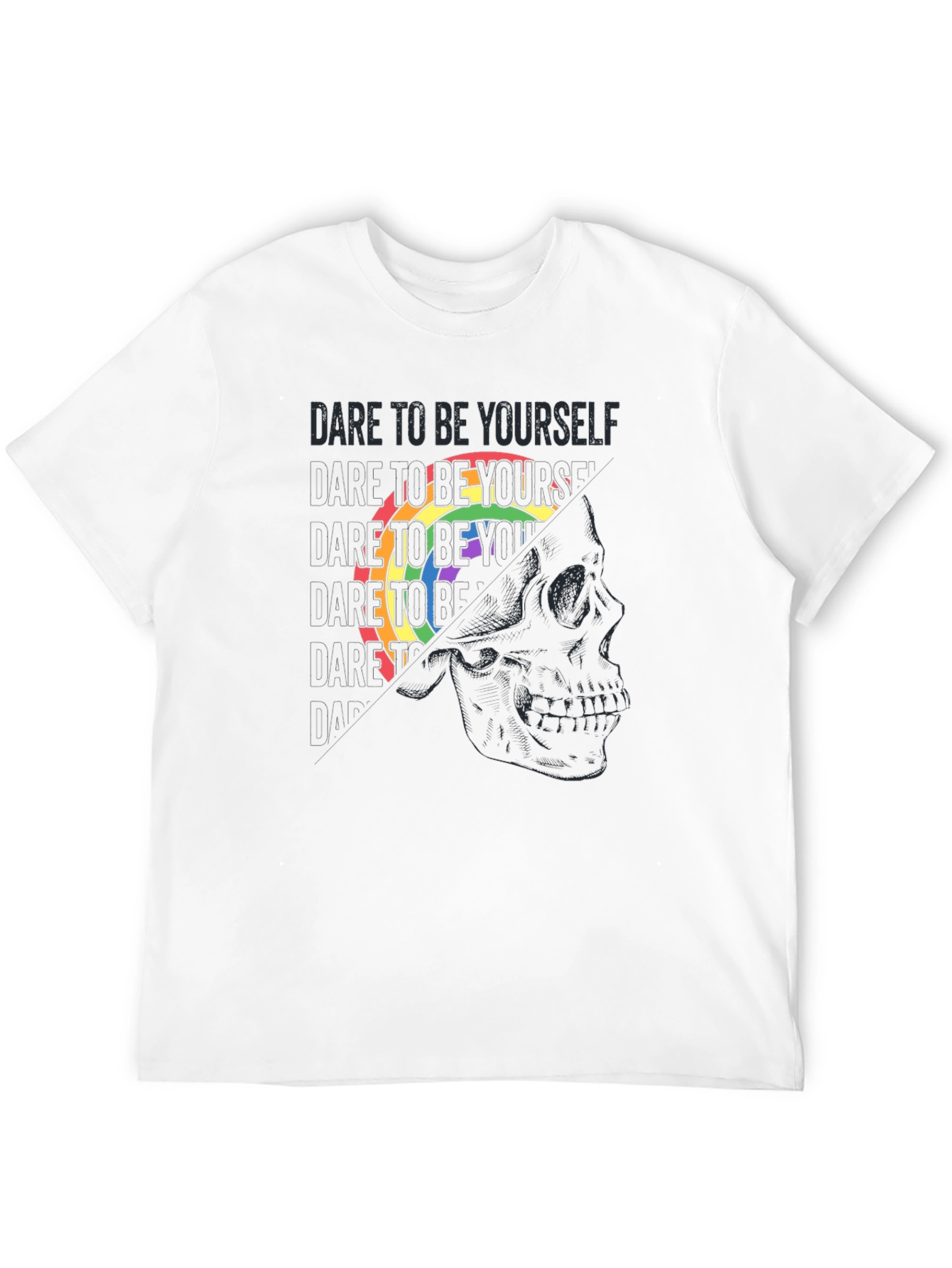 Dare to Be Yourself Pride Skull Graphic Tee