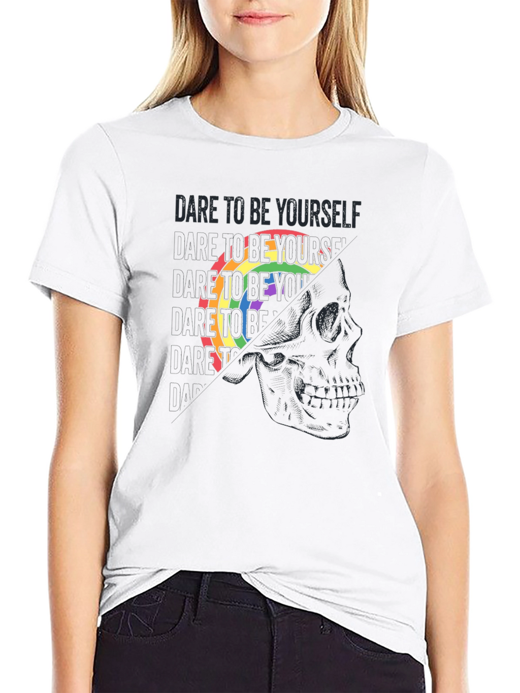 Dare to Be Yourself Pride Skull Graphic Tee