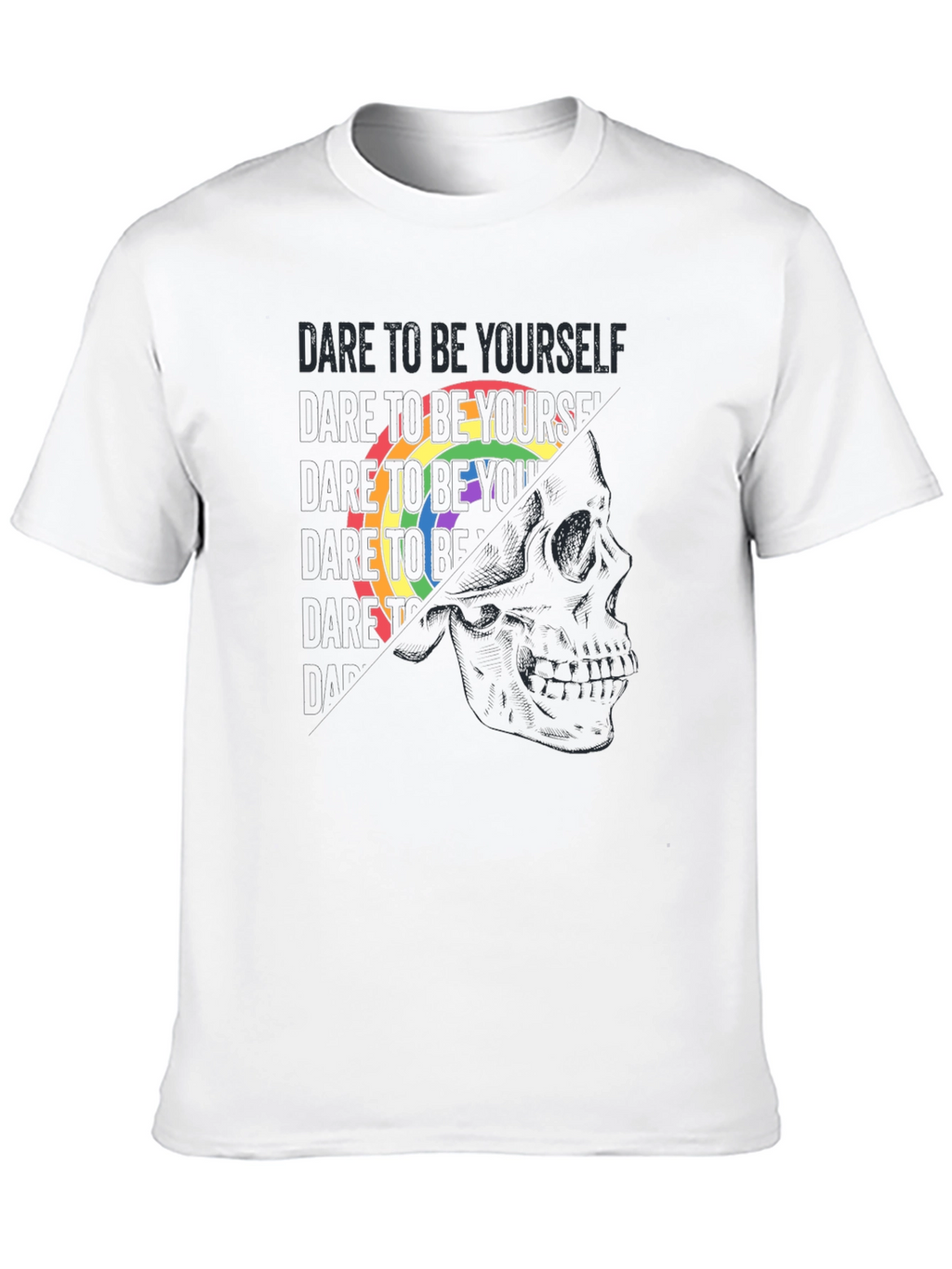 Dare to Be Yourself Pride Skull Graphic Tee