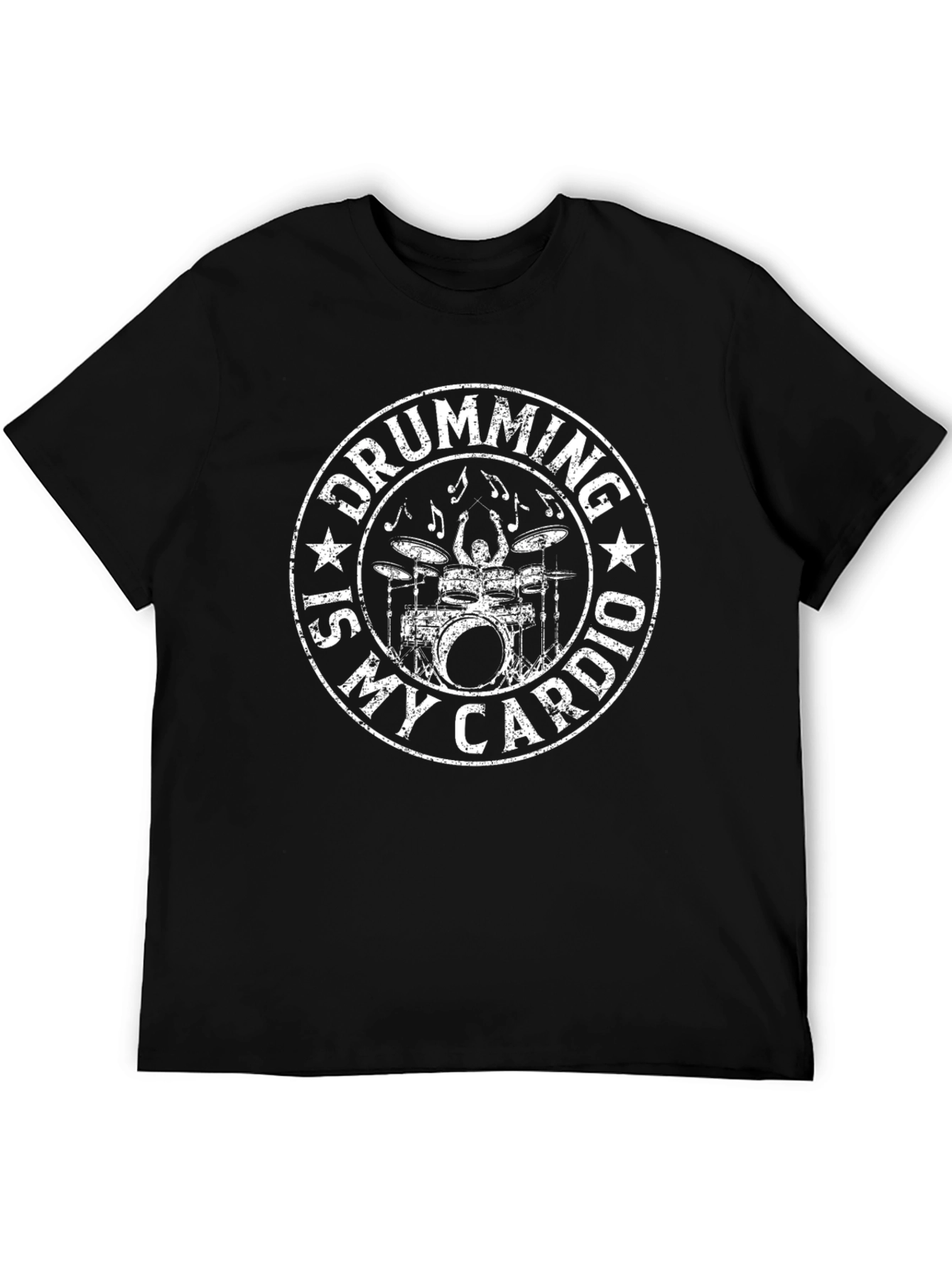 Drumming is My Cardio Black Graphic T-Shirt