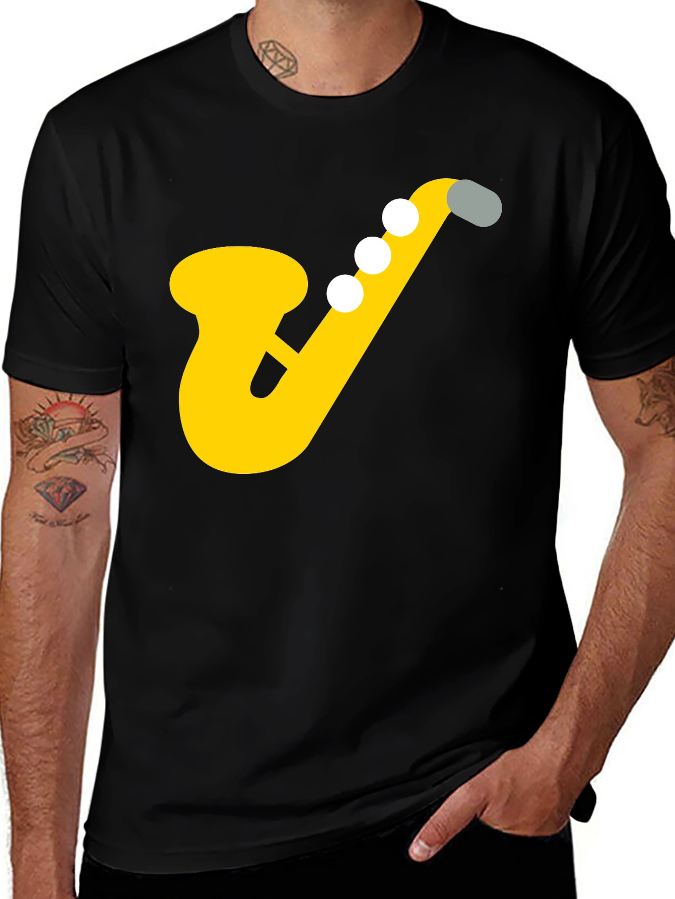 Saxophone Graphic Tee - Musicians Black T-Shirt