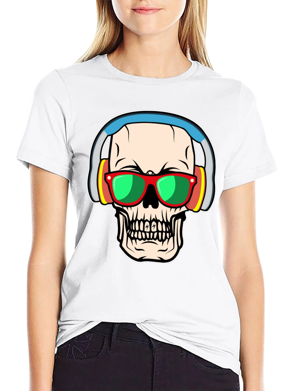 Skull with Headphones Graphic Tee