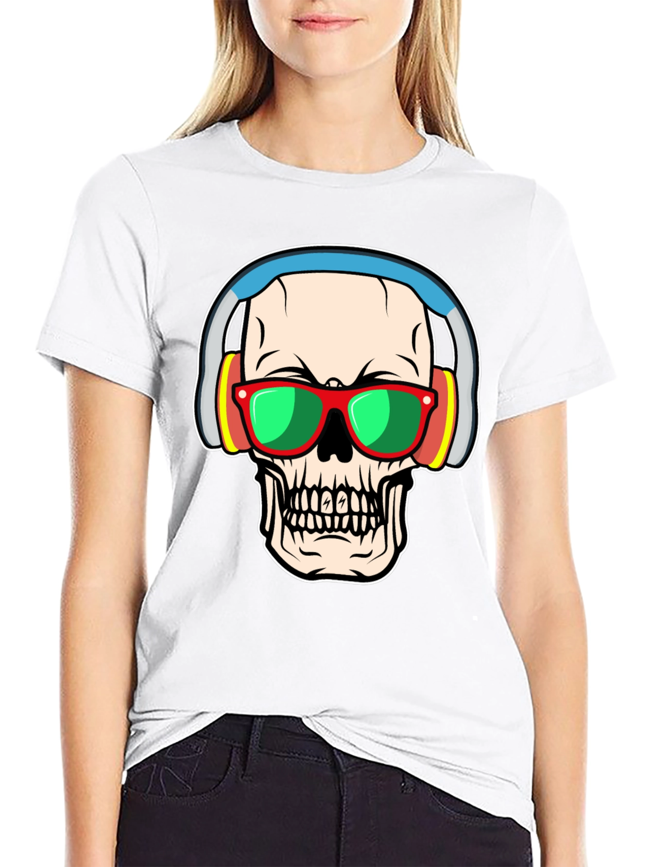 Skull with Headphones Graphic Tee