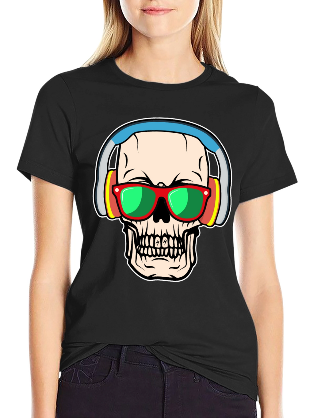 Skull with Headphones Graphic Tee
