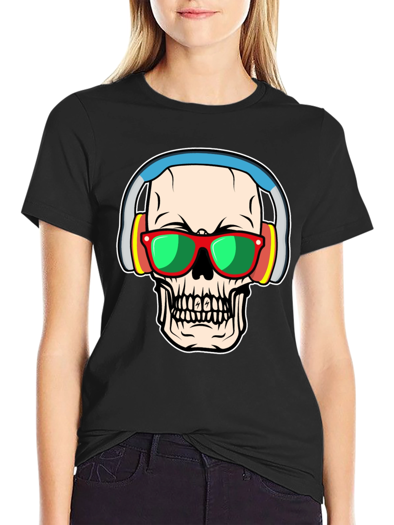 Skull with Headphones Graphic Tee