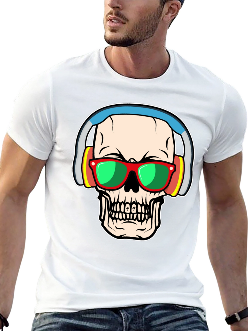 Skull with Headphones Graphic Tee