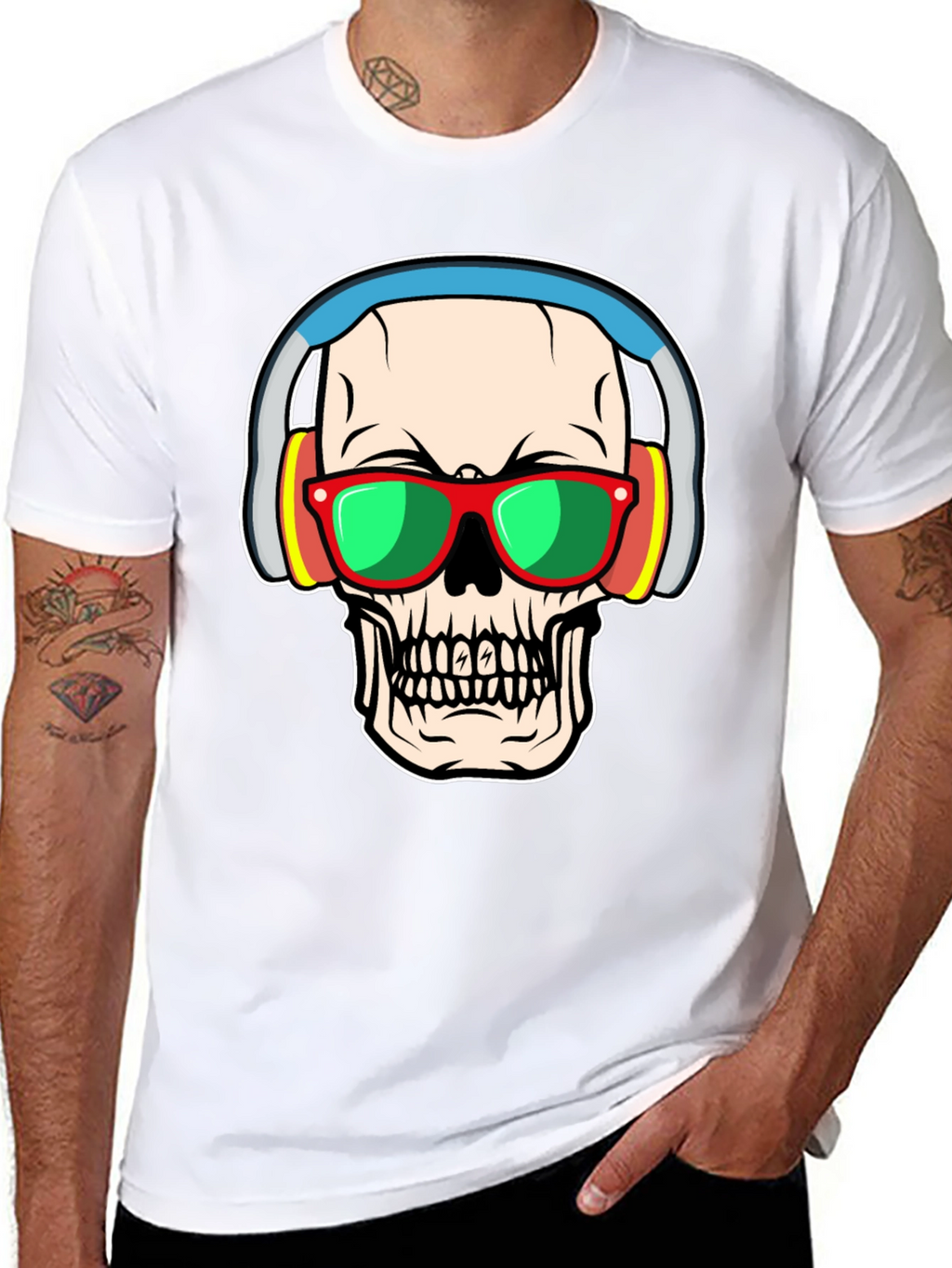 Skull with Headphones Graphic Tee