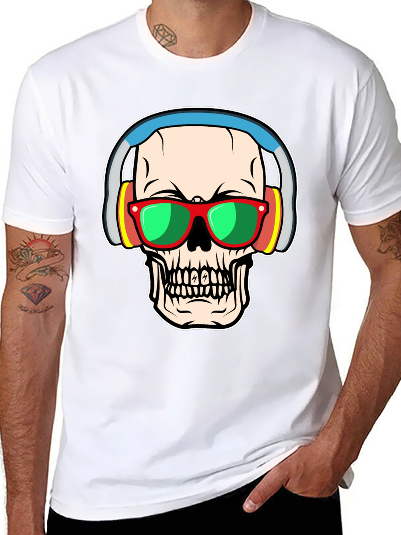 Skull with Headphones Graphic Tee