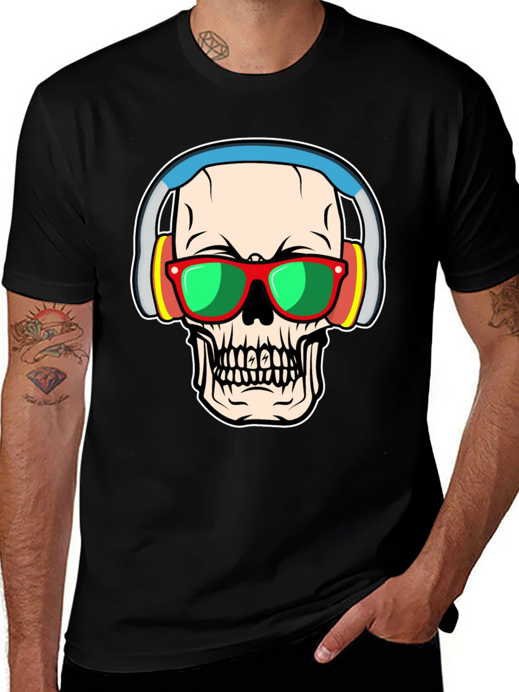 Skull with Headphones Graphic Tee
