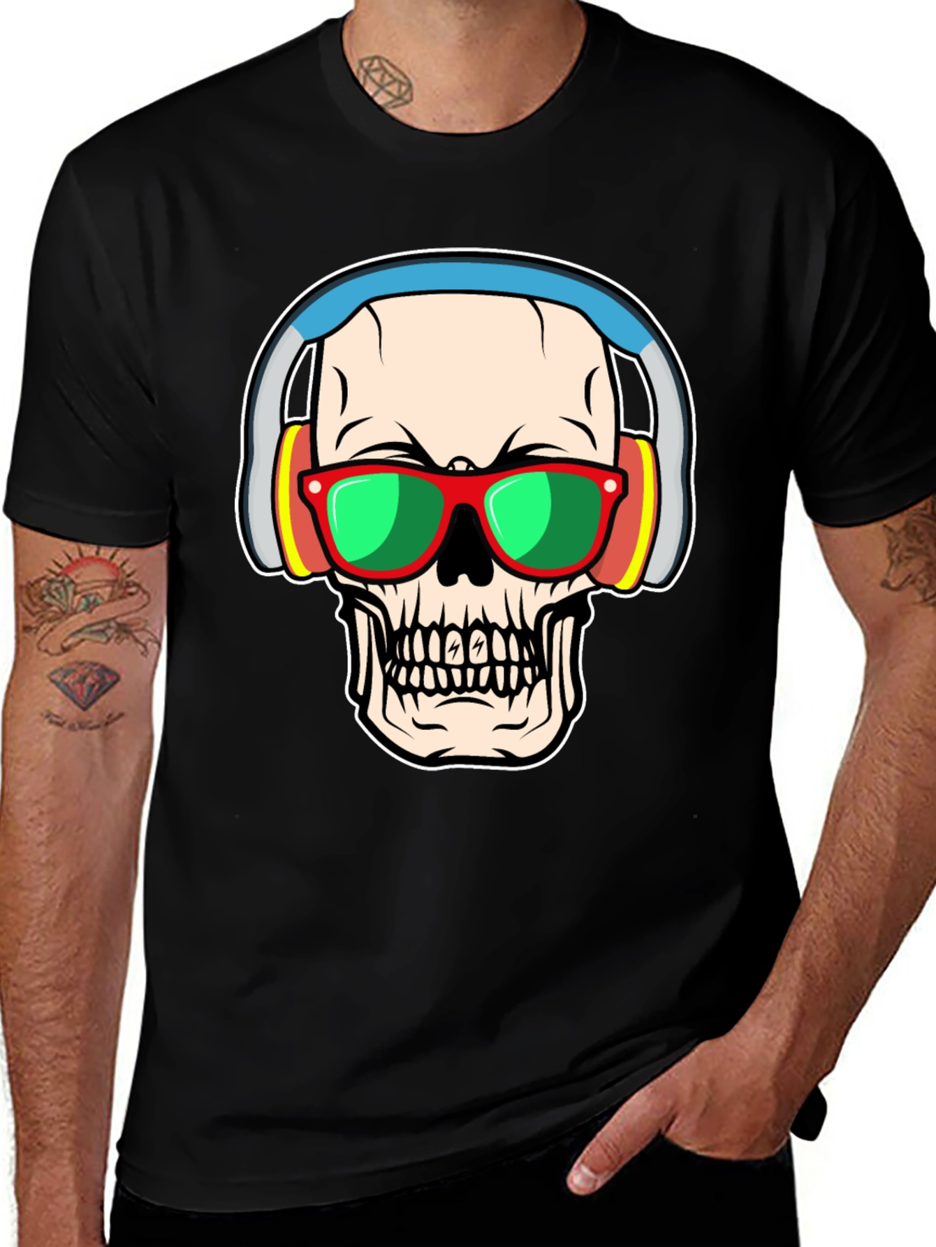 Skull with Headphones Graphic Tee