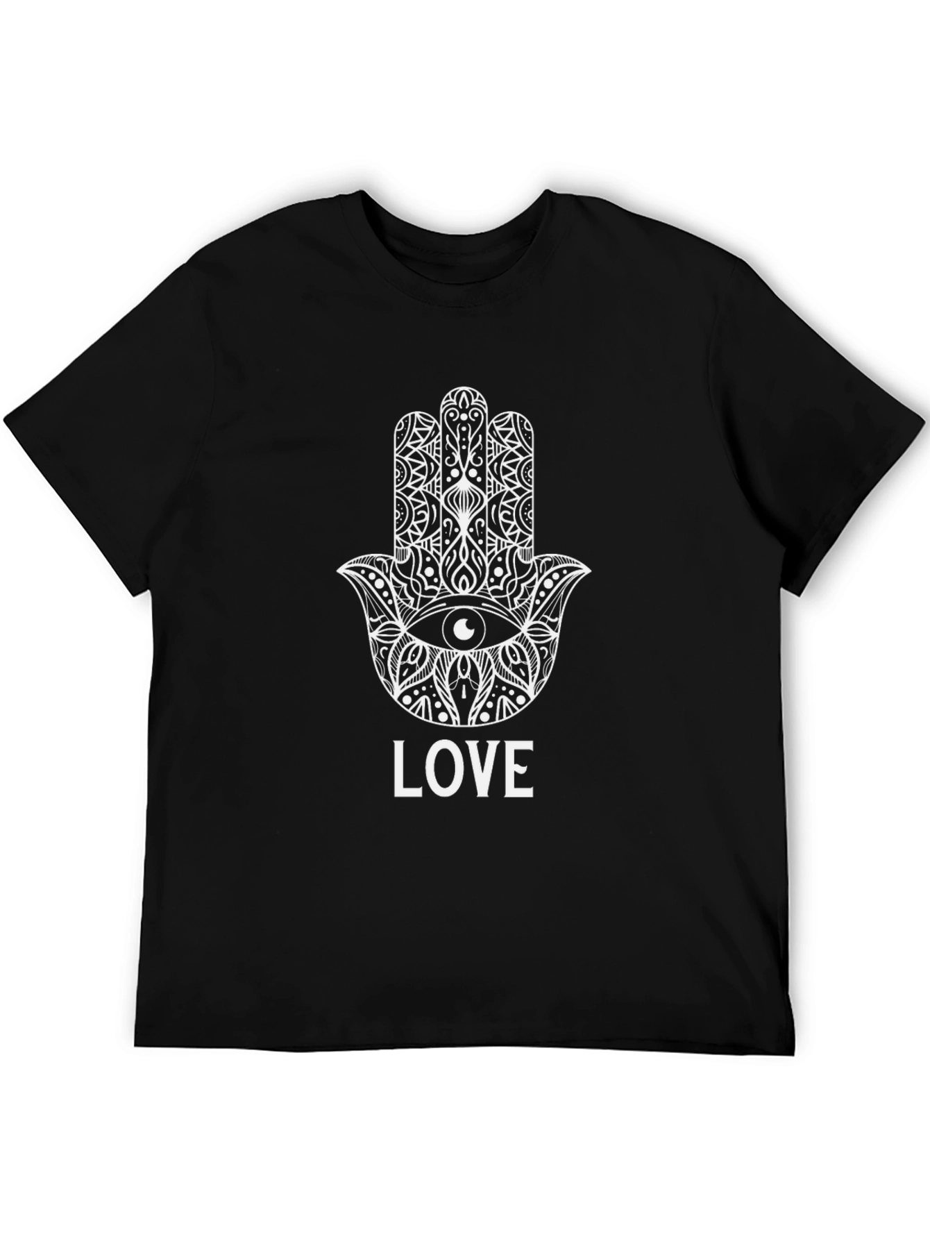 Hamsa Hand Love Print Black T-Shirt