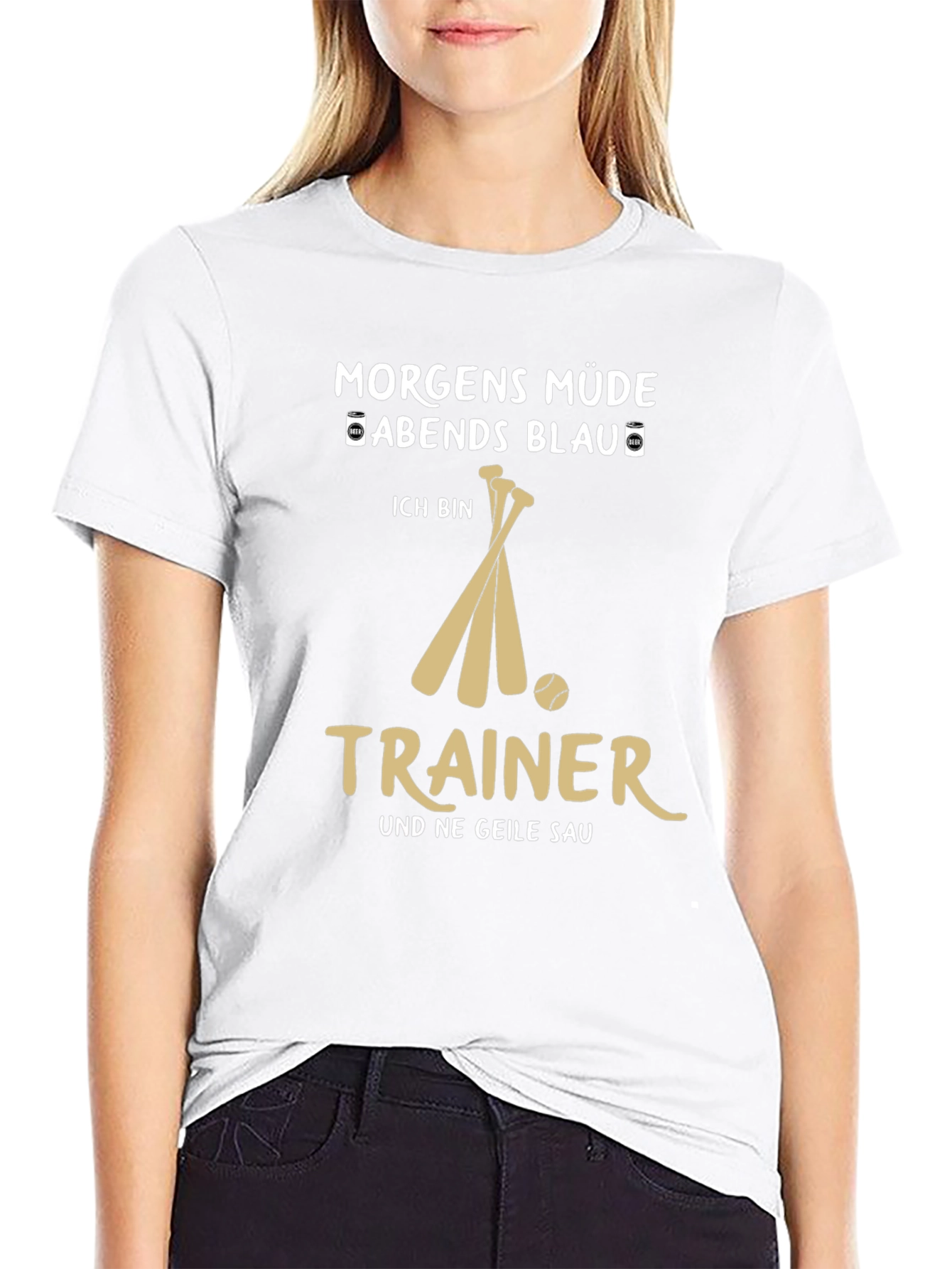 Morgens Müde Abend Blau Trainer T-Shirt