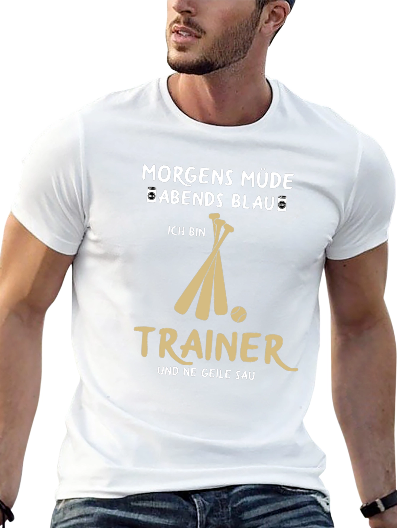 Morgens Müde Abend Blau Trainer T-Shirt