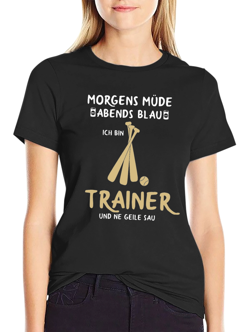 Morgens Müde Abend Blau Trainer T-Shirt