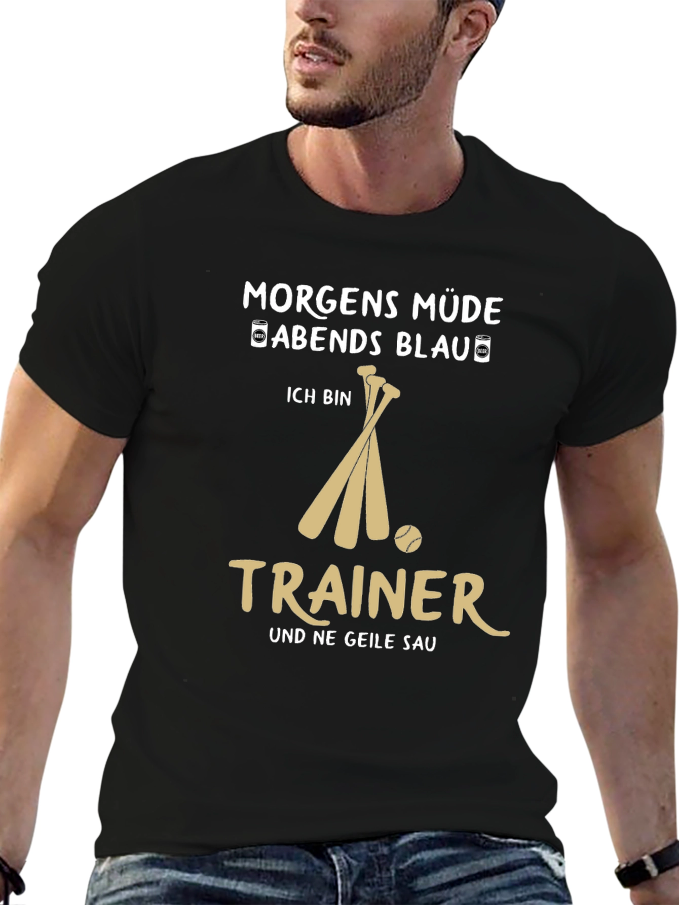Morgens Müde Abend Blau Trainer T-Shirt