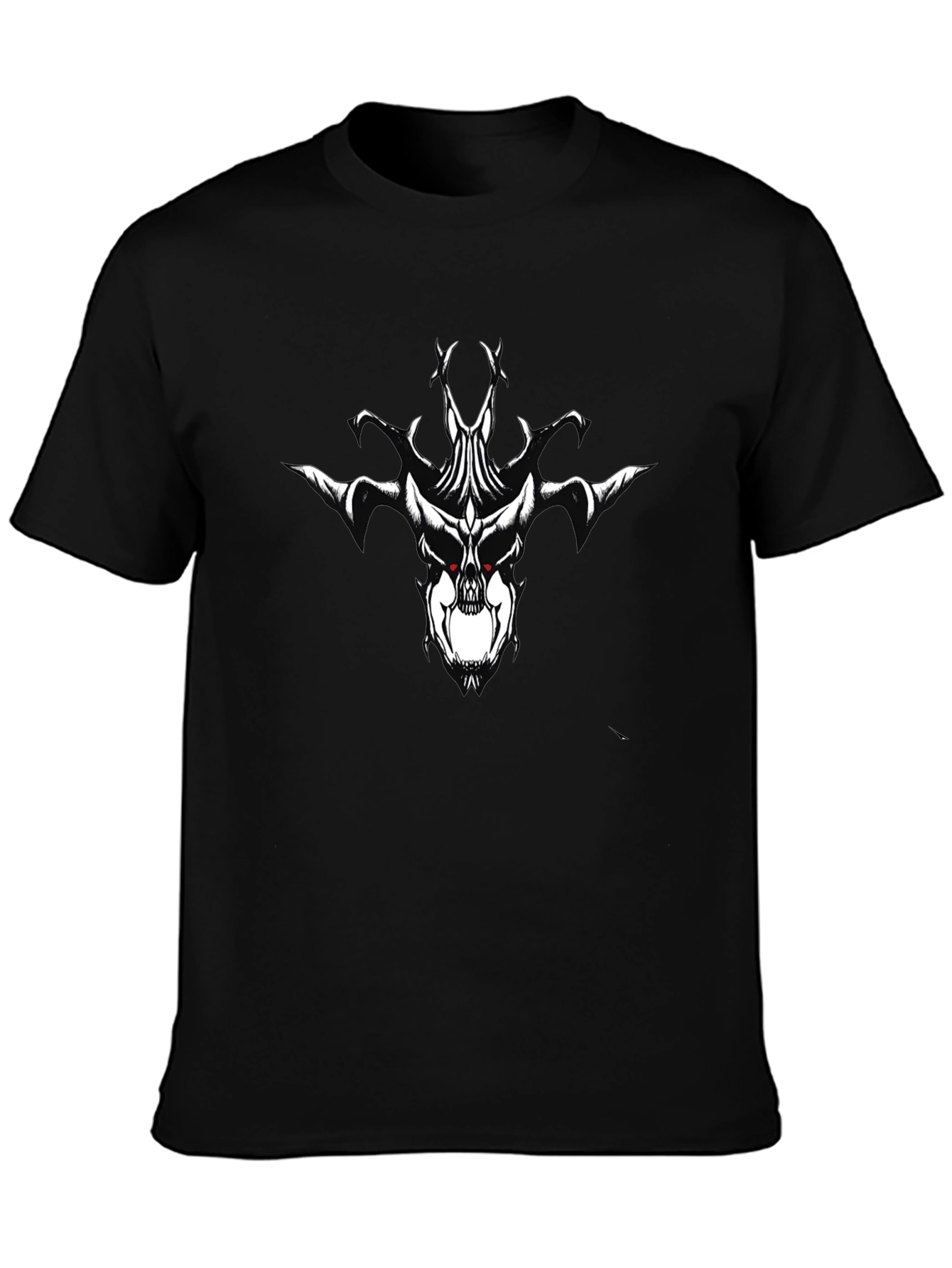 Black T-Shirt with Skull Graphic Print