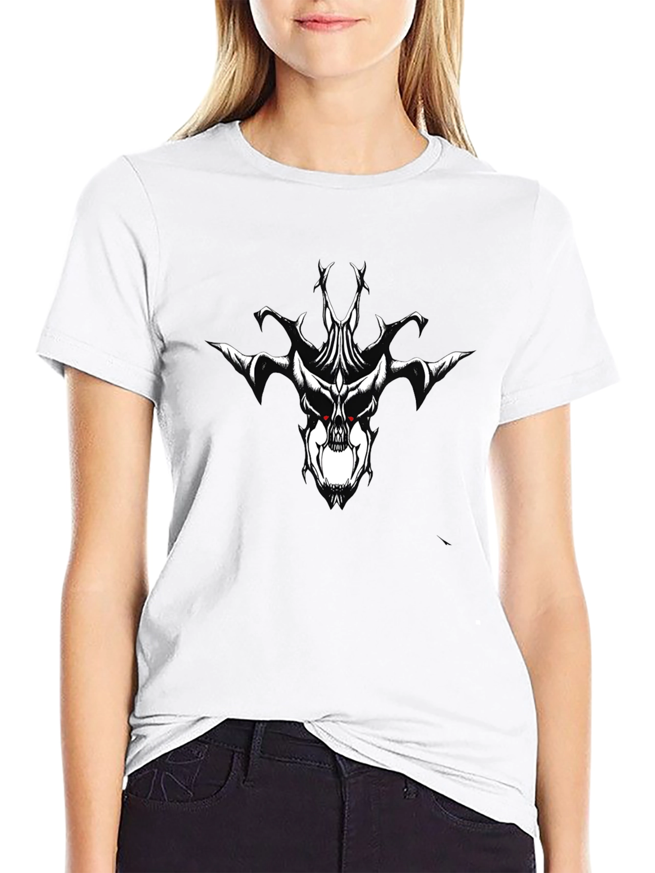 Black T-Shirt with Skull Graphic Print