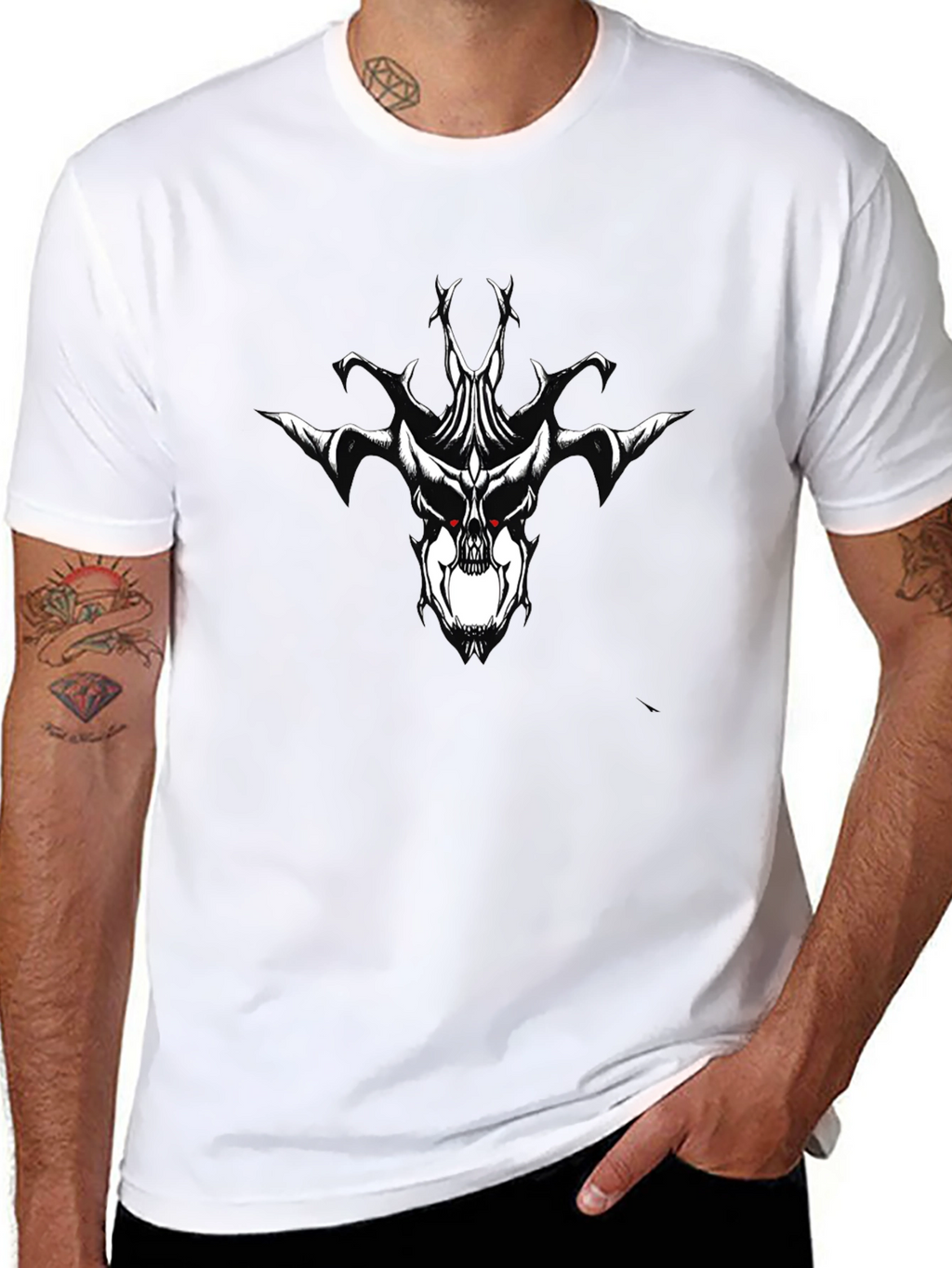 Black T-Shirt with Skull Graphic Print