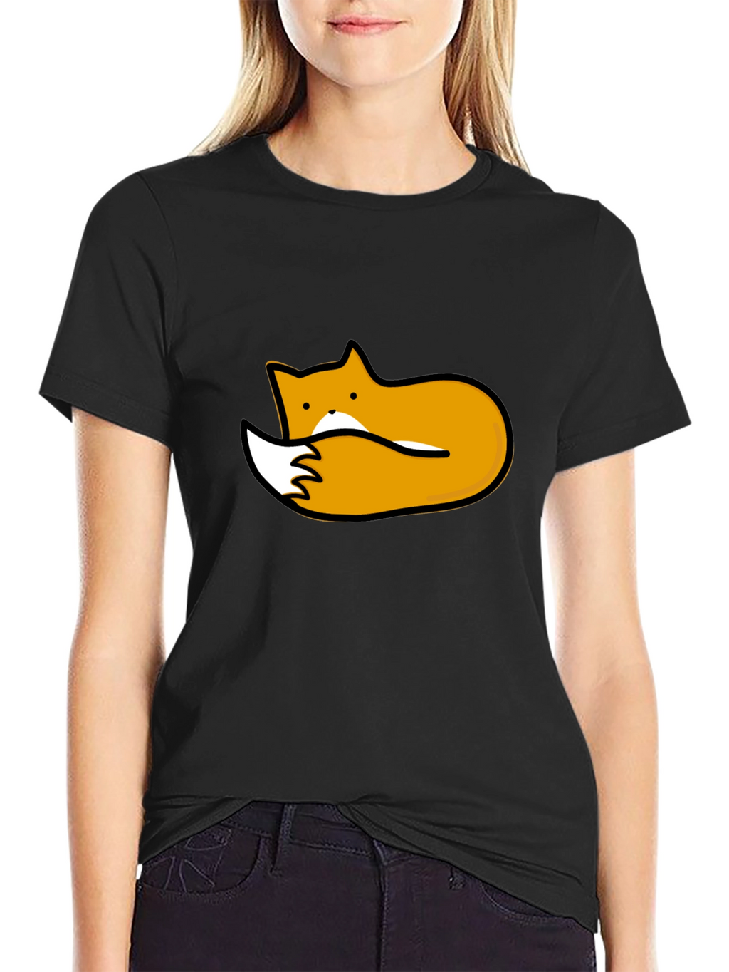 Cute Fox Graphic Tee - Black
