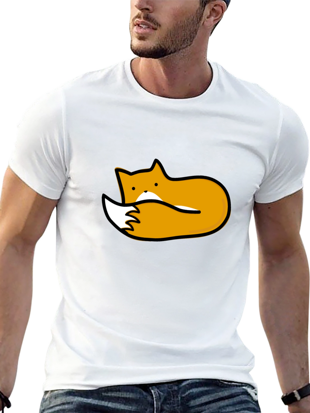 Cute Fox Graphic Tee - Black