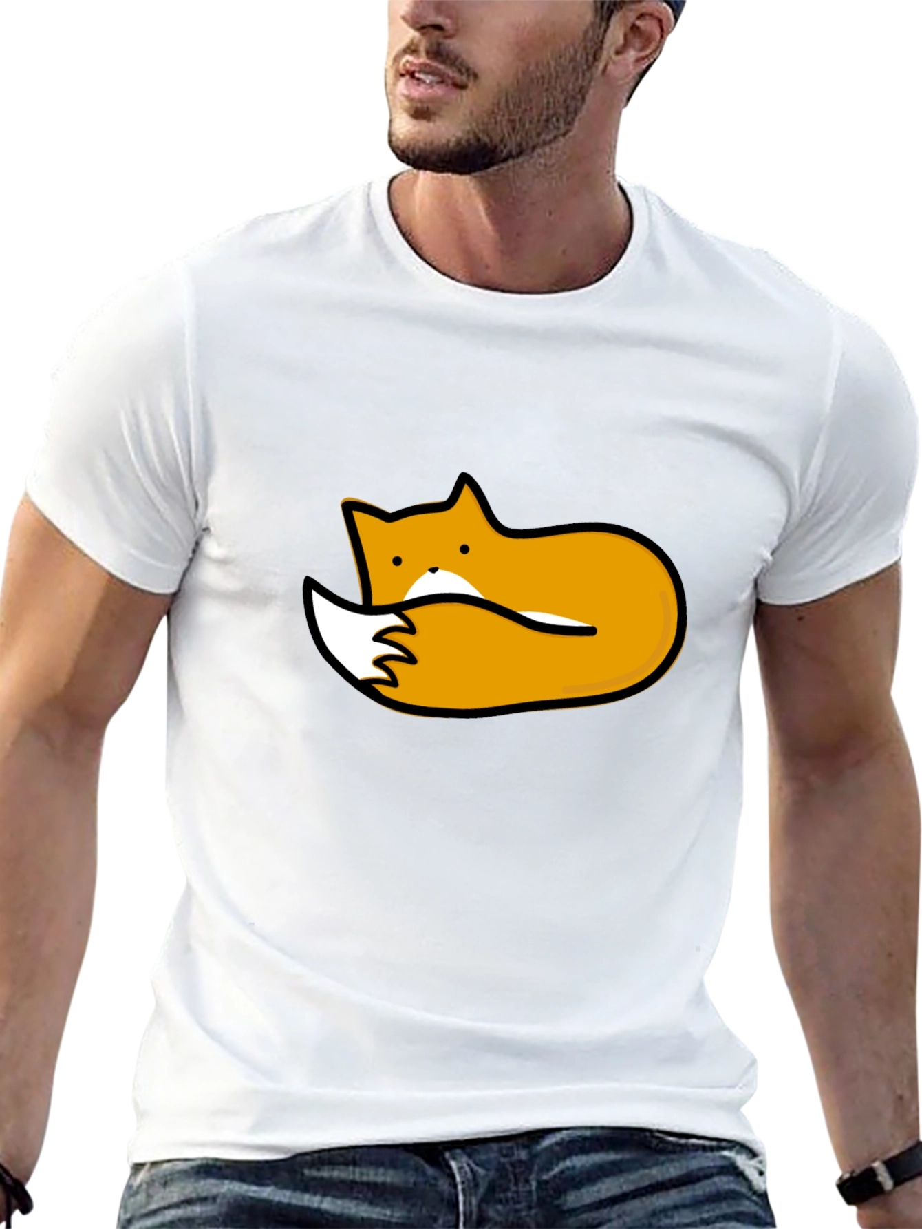 Cute Fox Graphic Tee - Black