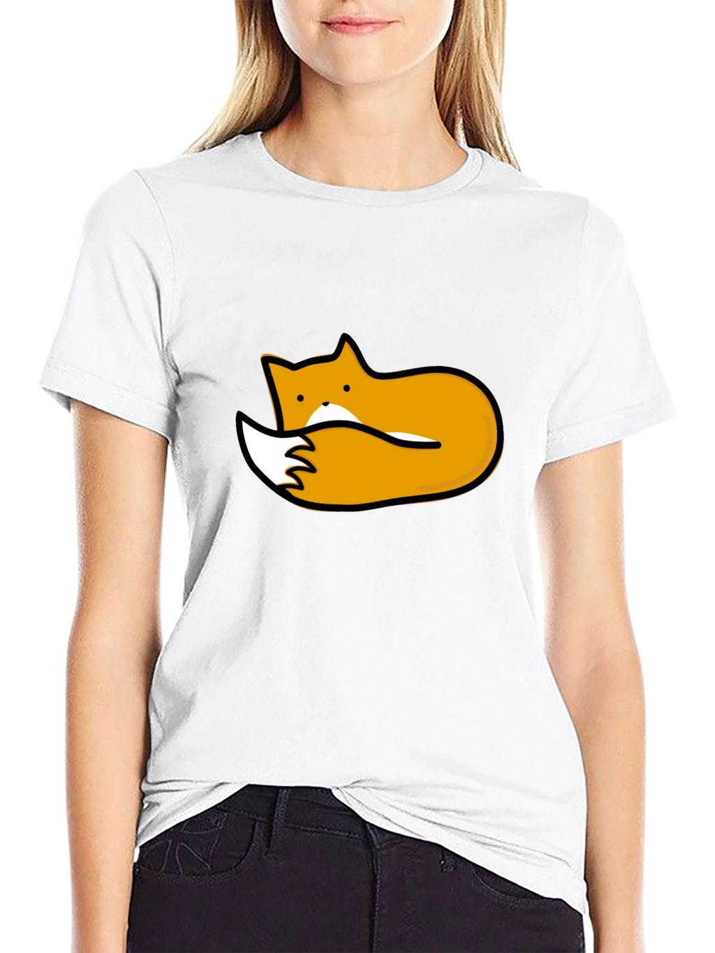 Cute Fox Graphic Tee - Black