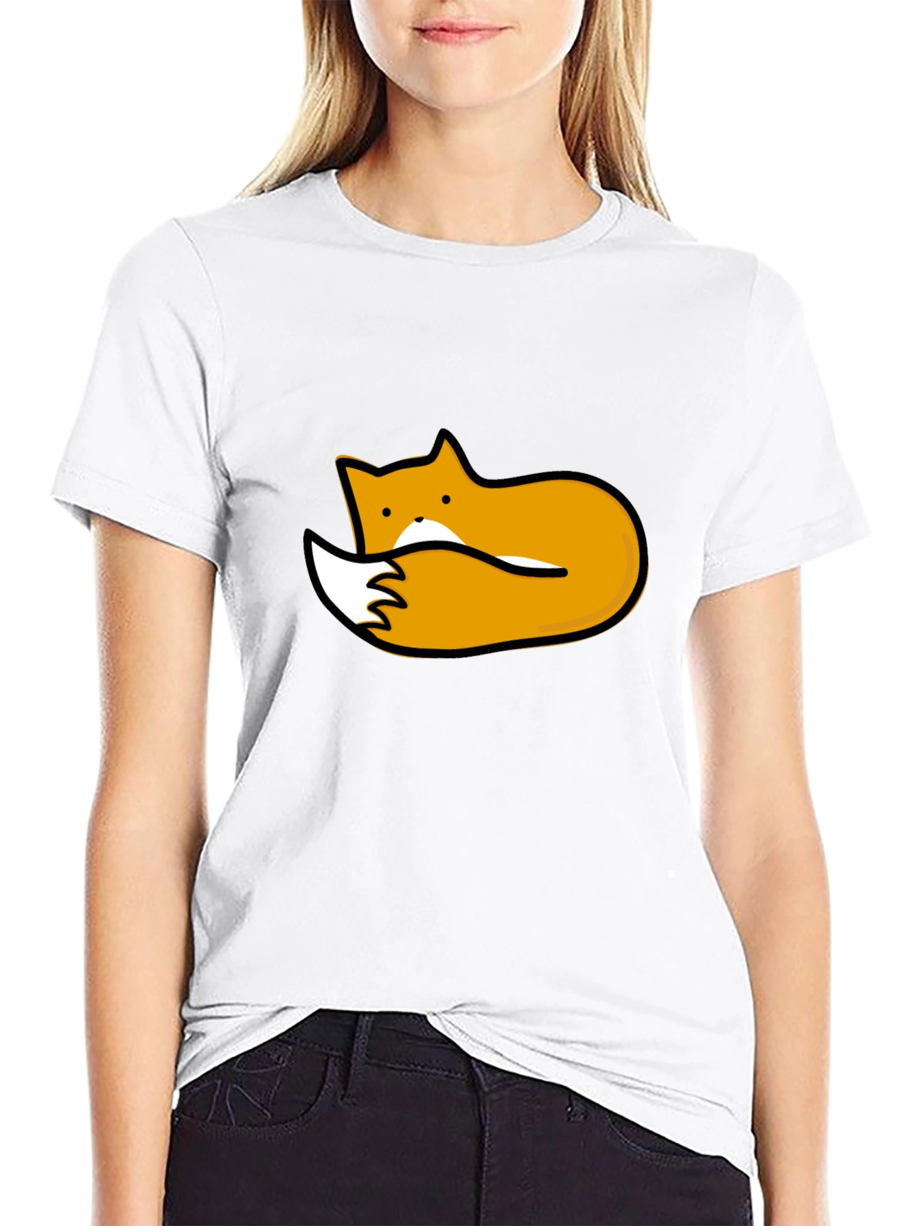Cute Fox Graphic Tee - Black