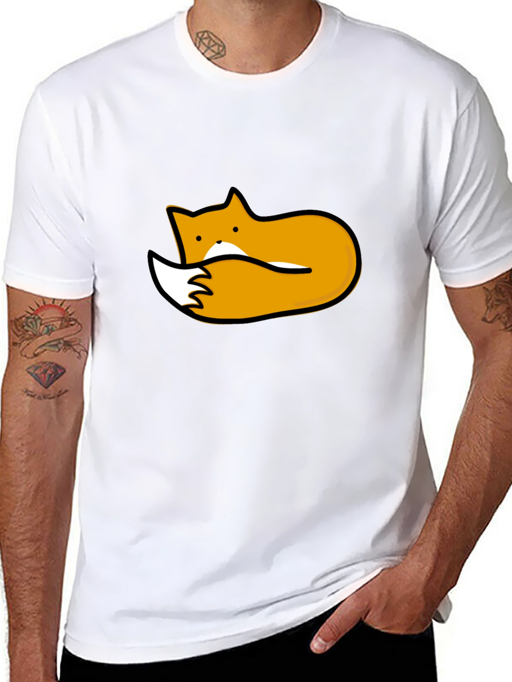 Cute Fox Graphic Tee - Black