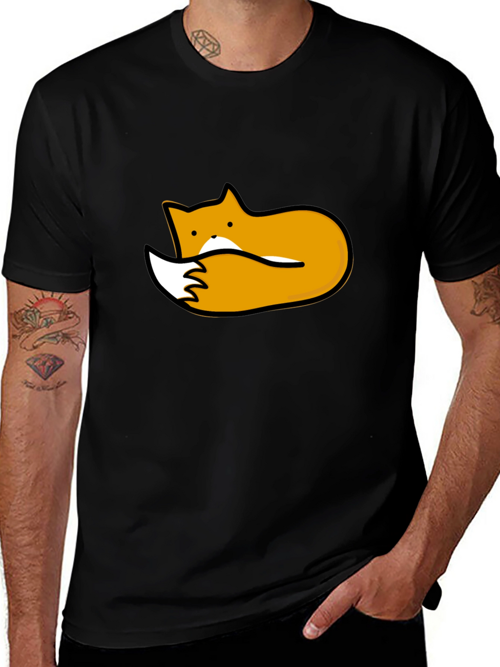 Cute Fox Graphic Tee - Black