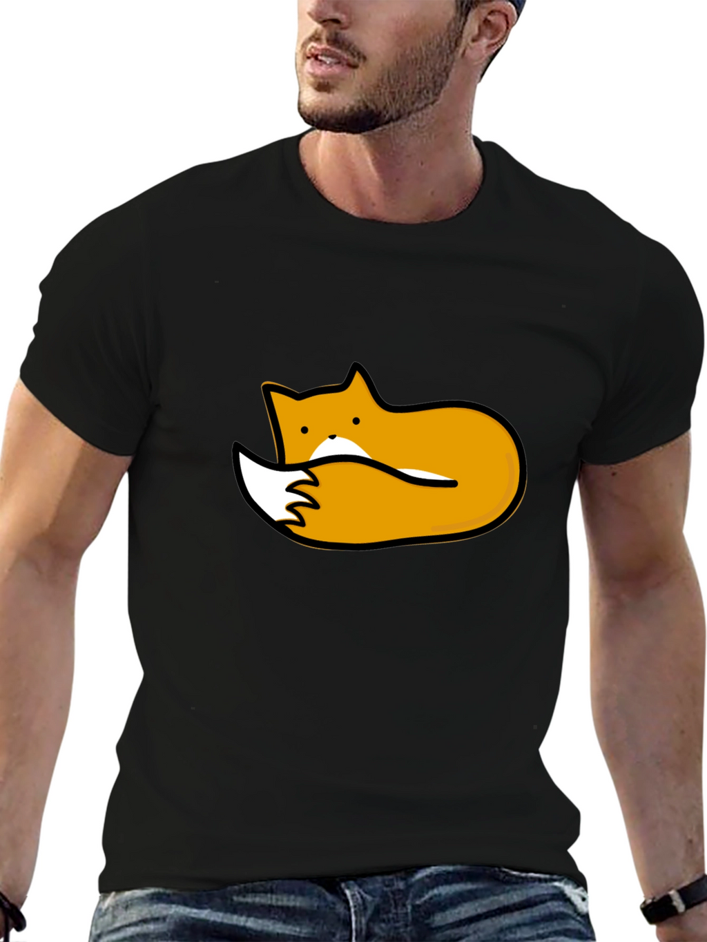 Cute Fox Graphic Tee - Black