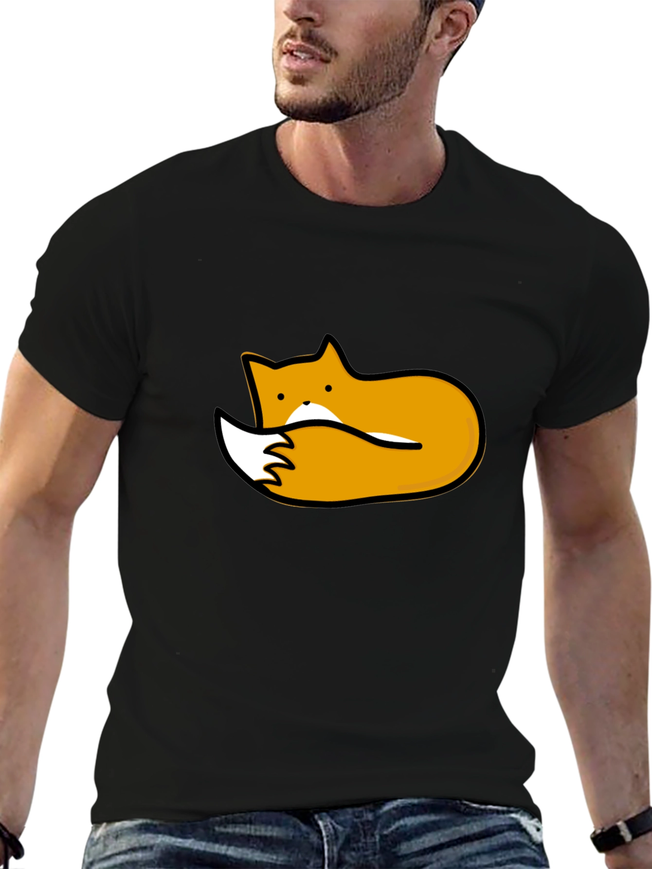 Cute Fox Graphic Tee - Black