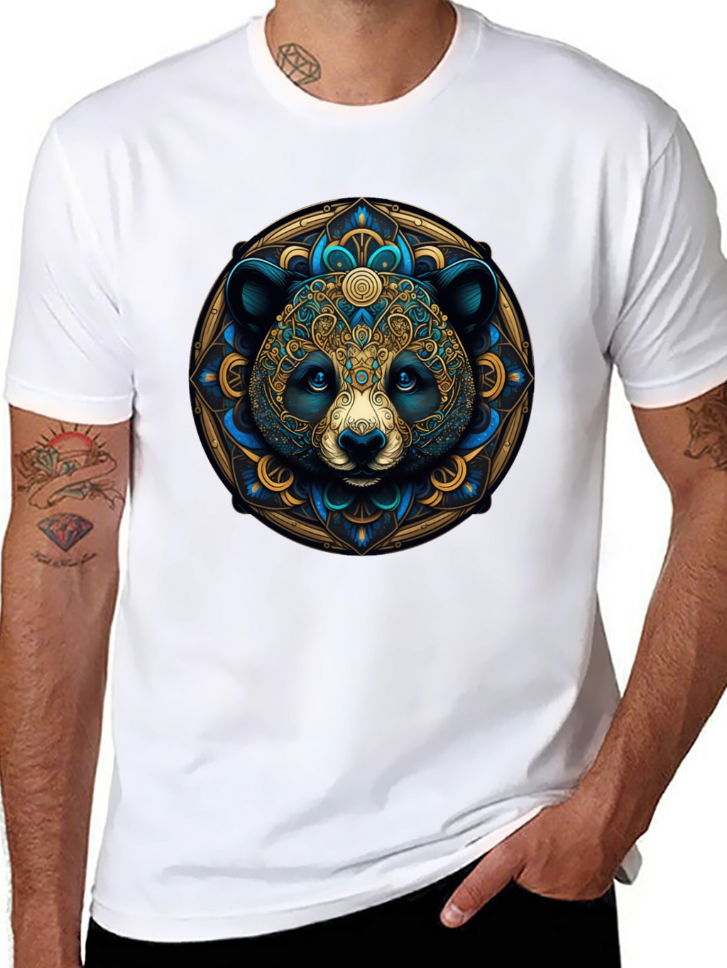 Panda Mandala Graphic Tee - Artistic Black T-Shirt
