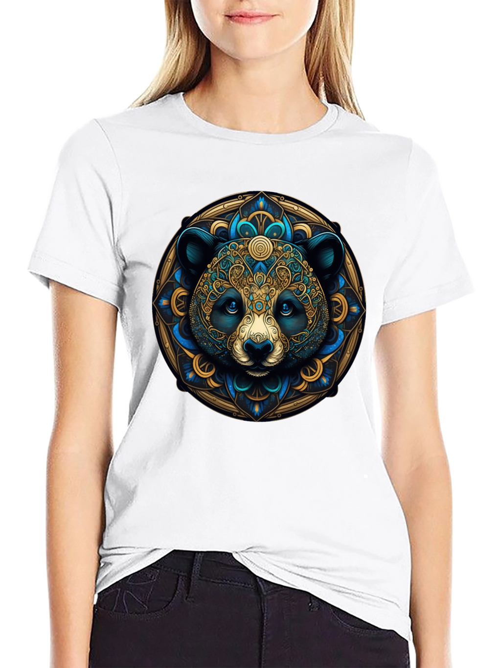 Panda Mandala Graphic Tee - Artistic Black T-Shirt