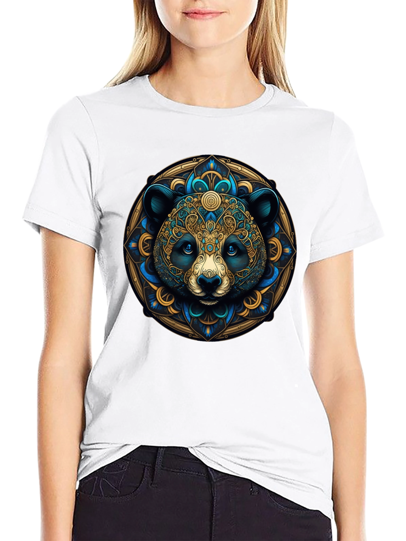 Panda Mandala Graphic Tee - Artistic Black T-Shirt