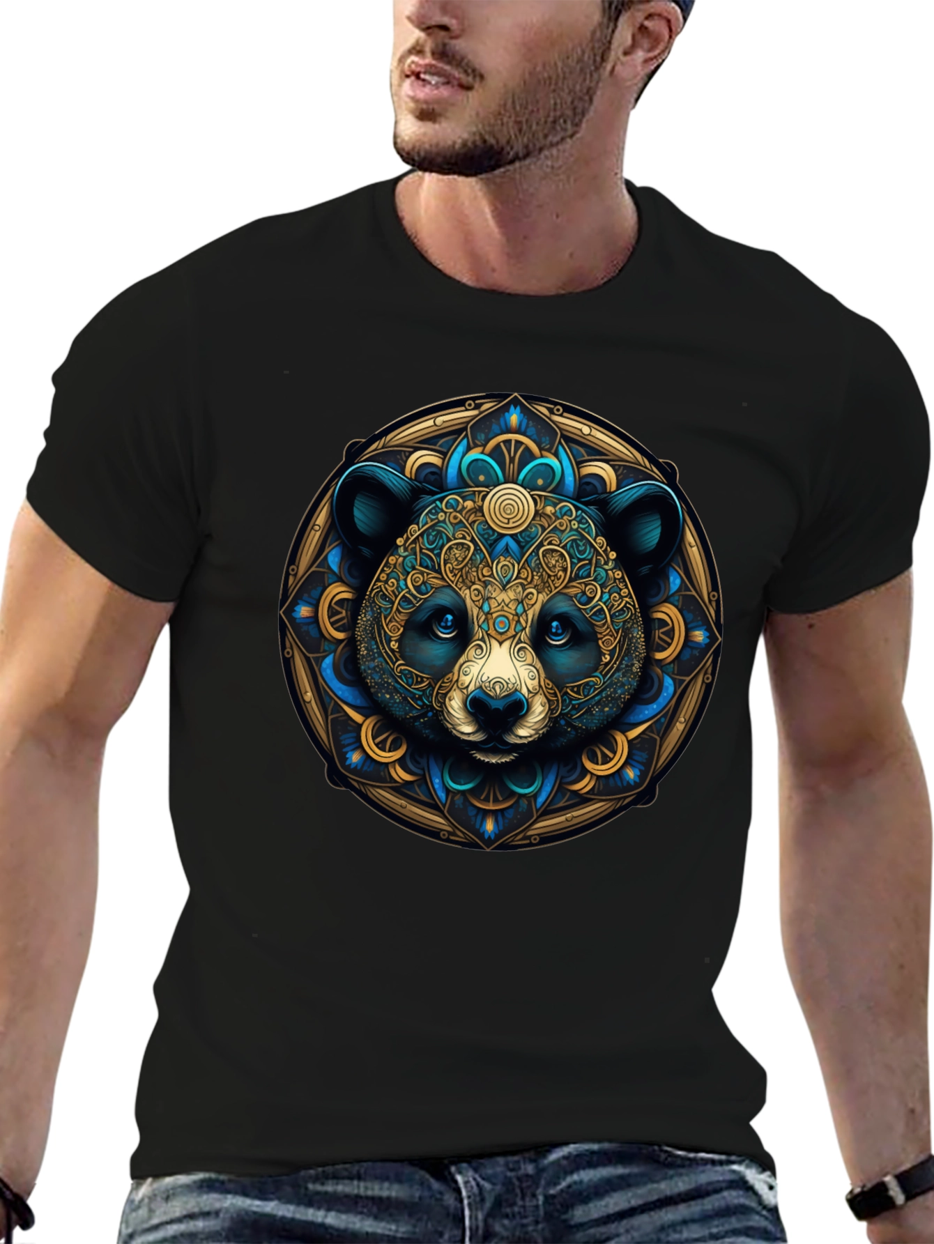Panda Mandala Graphic Tee - Artistic Black T-Shirt