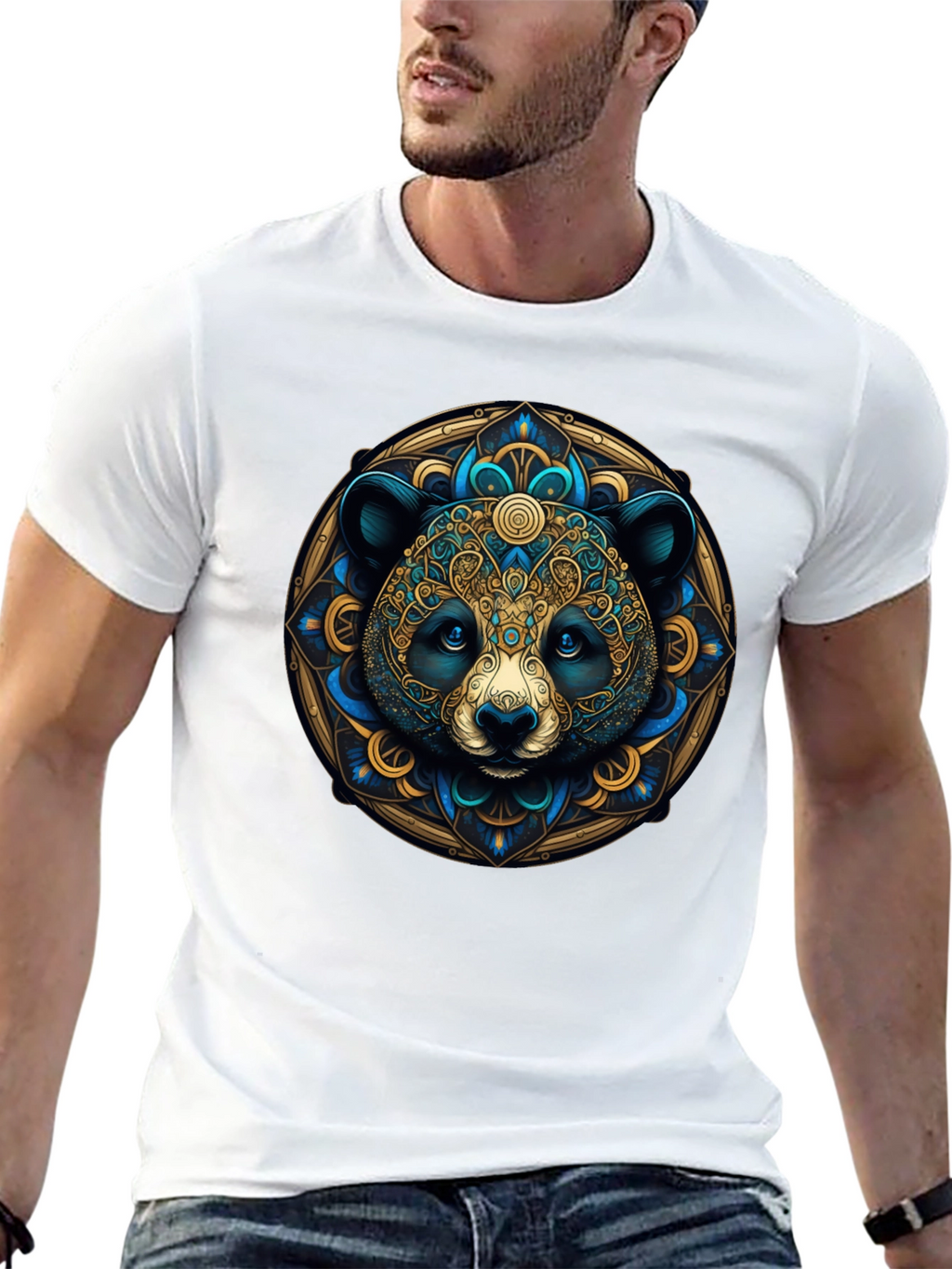 Panda Mandala Graphic Tee - Artistic Black T-Shirt
