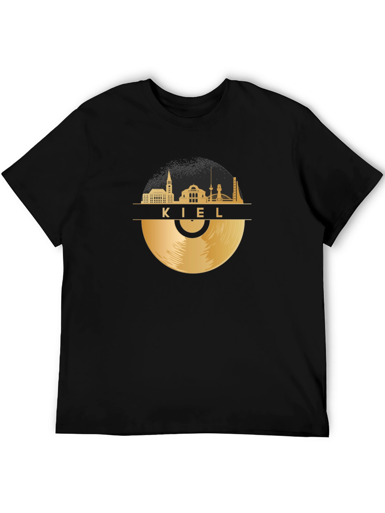 Kiel Germany Skyline Vinyl Record Graphic T-Shirt
