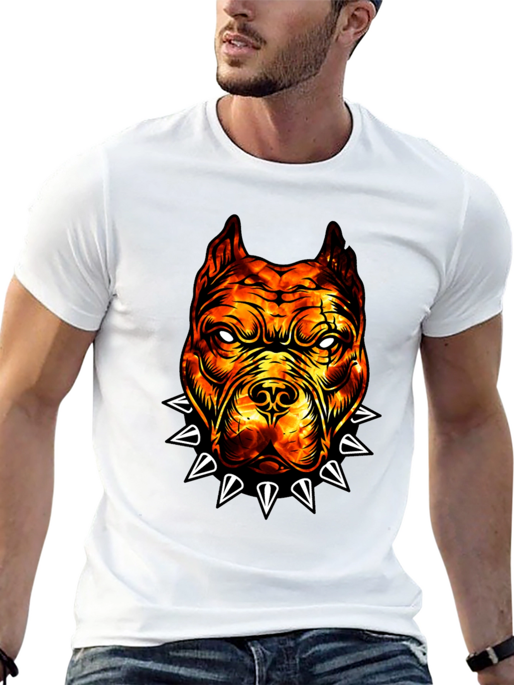 Fiery Bulldog Graphic Tee - Edgy Streetwear