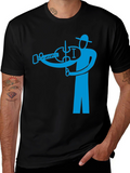 Violinist Graphic Tee - Black Cotton Blend Shirt