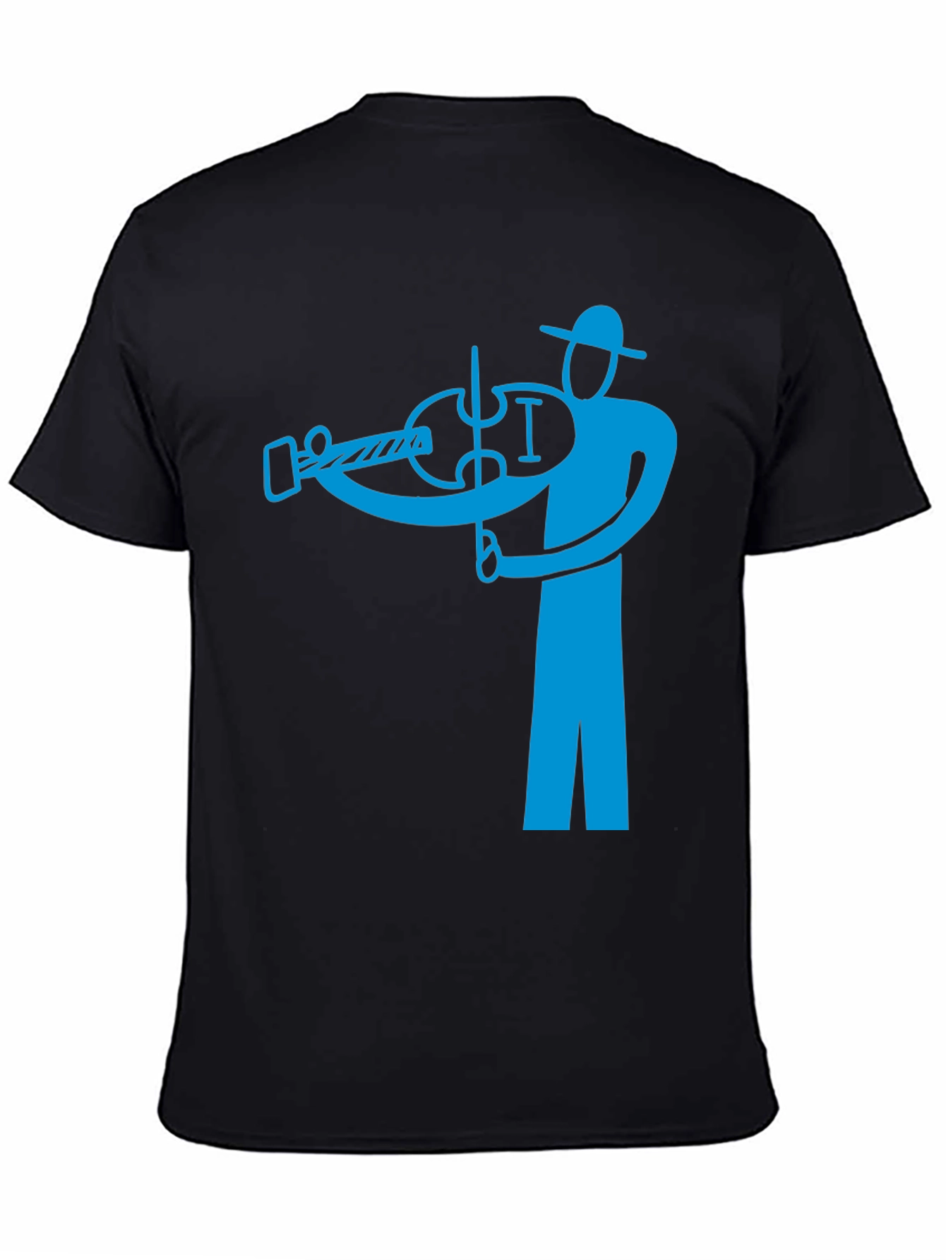 Violinist Graphic Tee - Black Cotton Blend Shirt