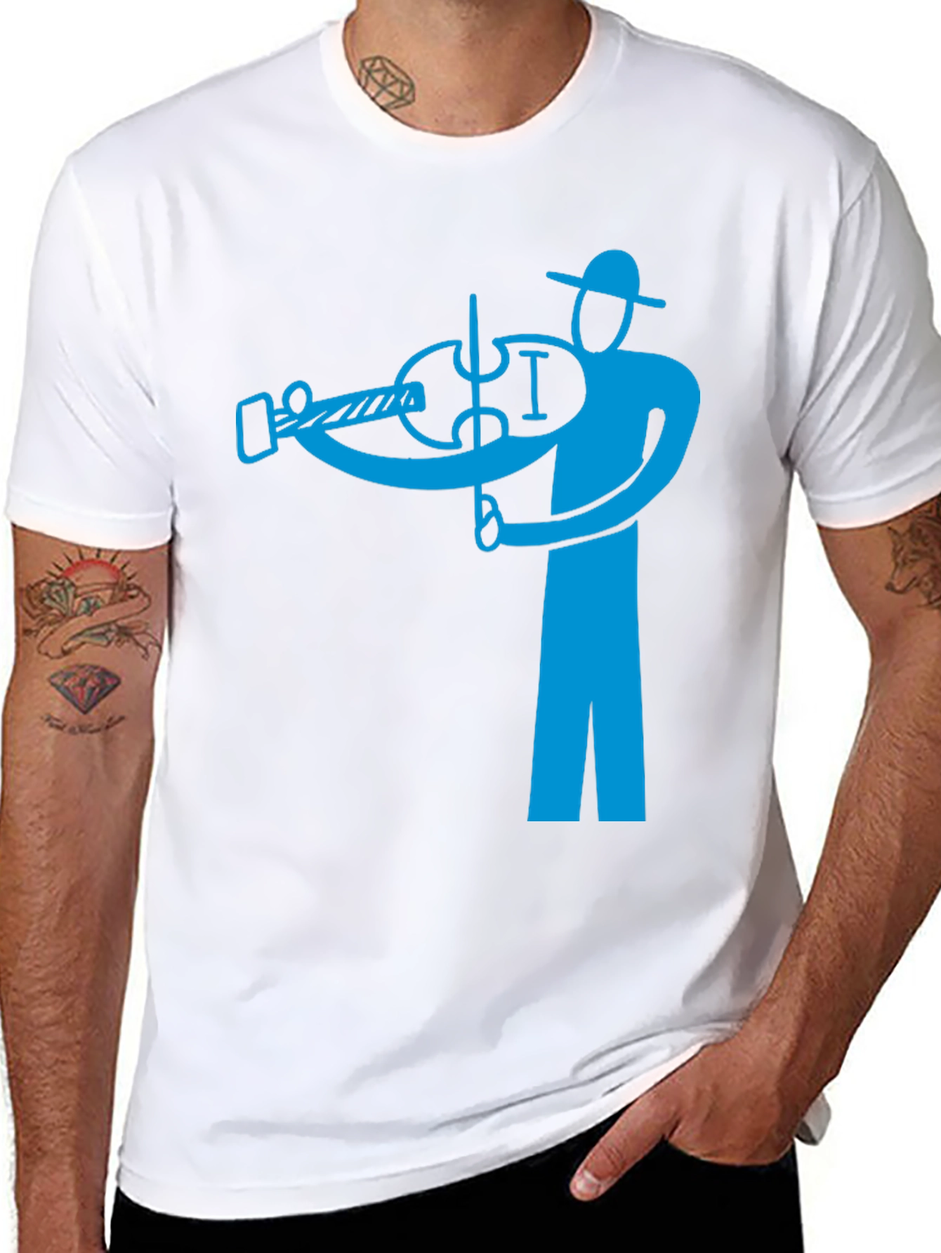 Violinist Graphic Tee - Black Cotton Blend Shirt