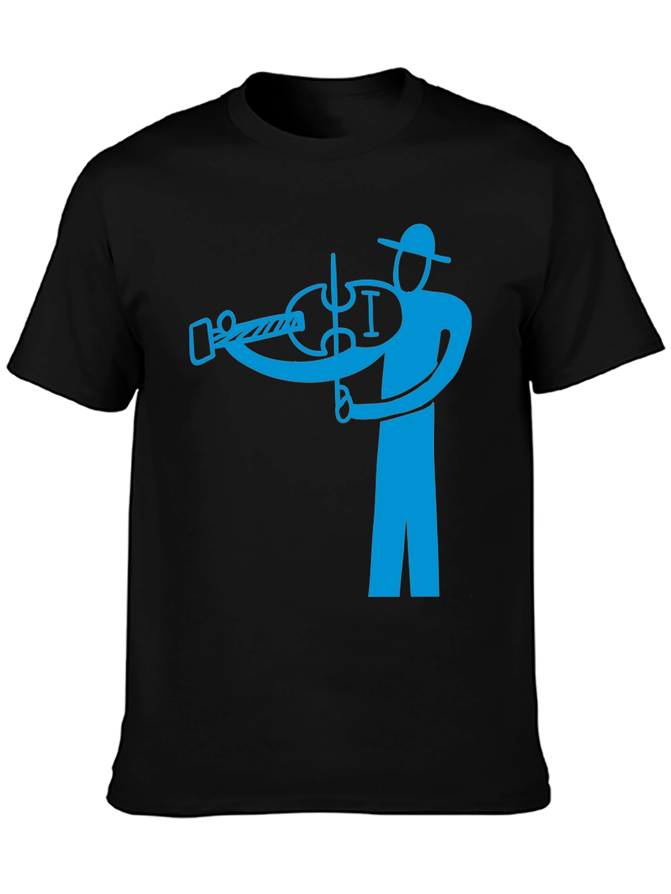 Violinist Graphic Tee - Black Cotton Blend Shirt