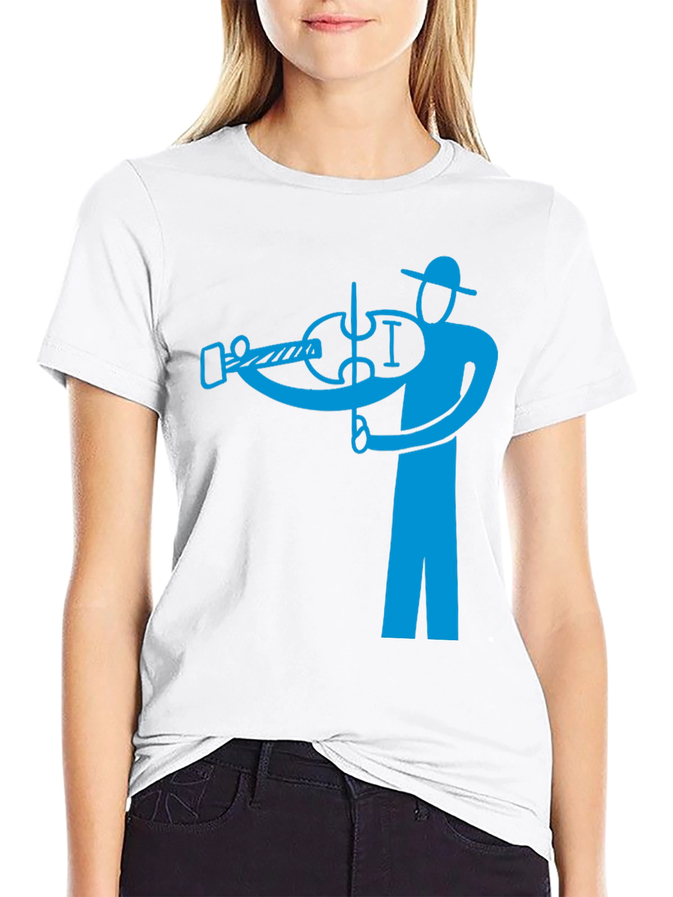 Violinist Graphic Tee - Black Cotton Blend Shirt