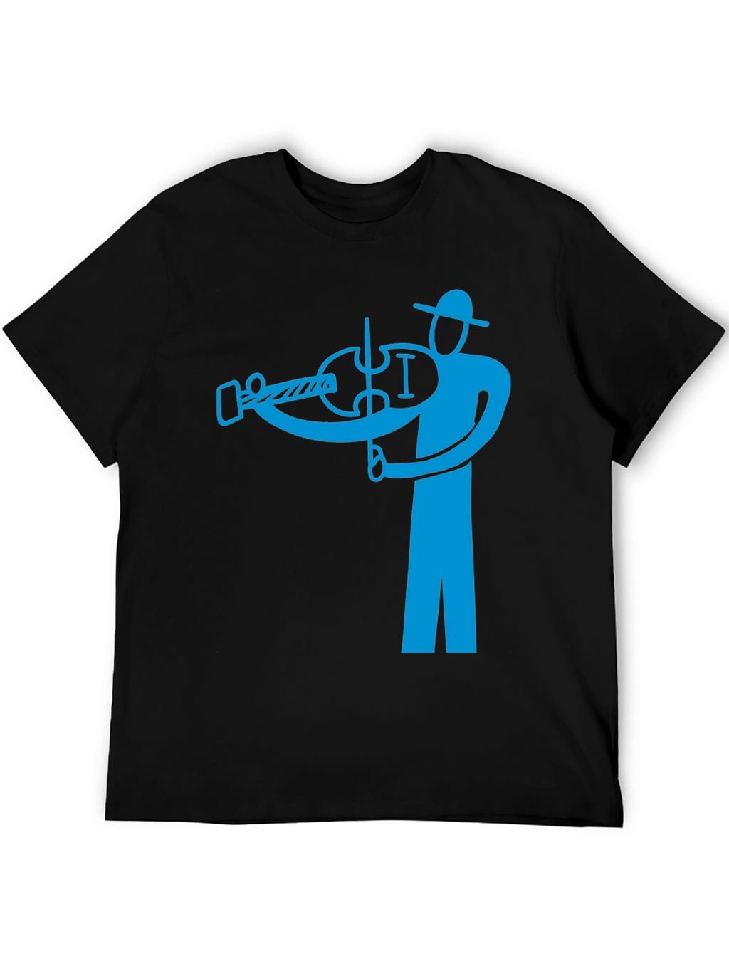 Violinist Graphic Tee - Black Cotton Blend Shirt