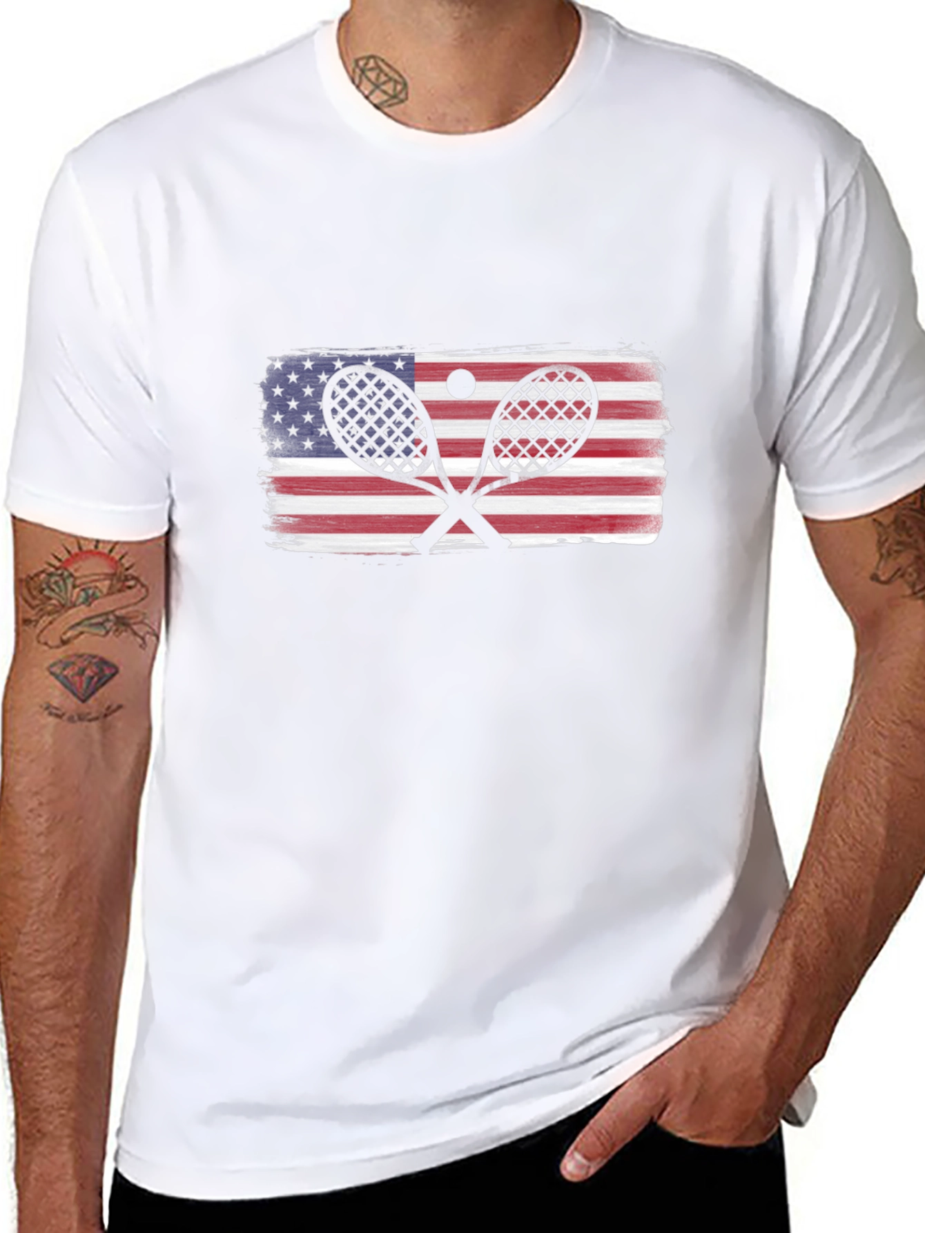 USA Tennis Racket Flag T-Shirt