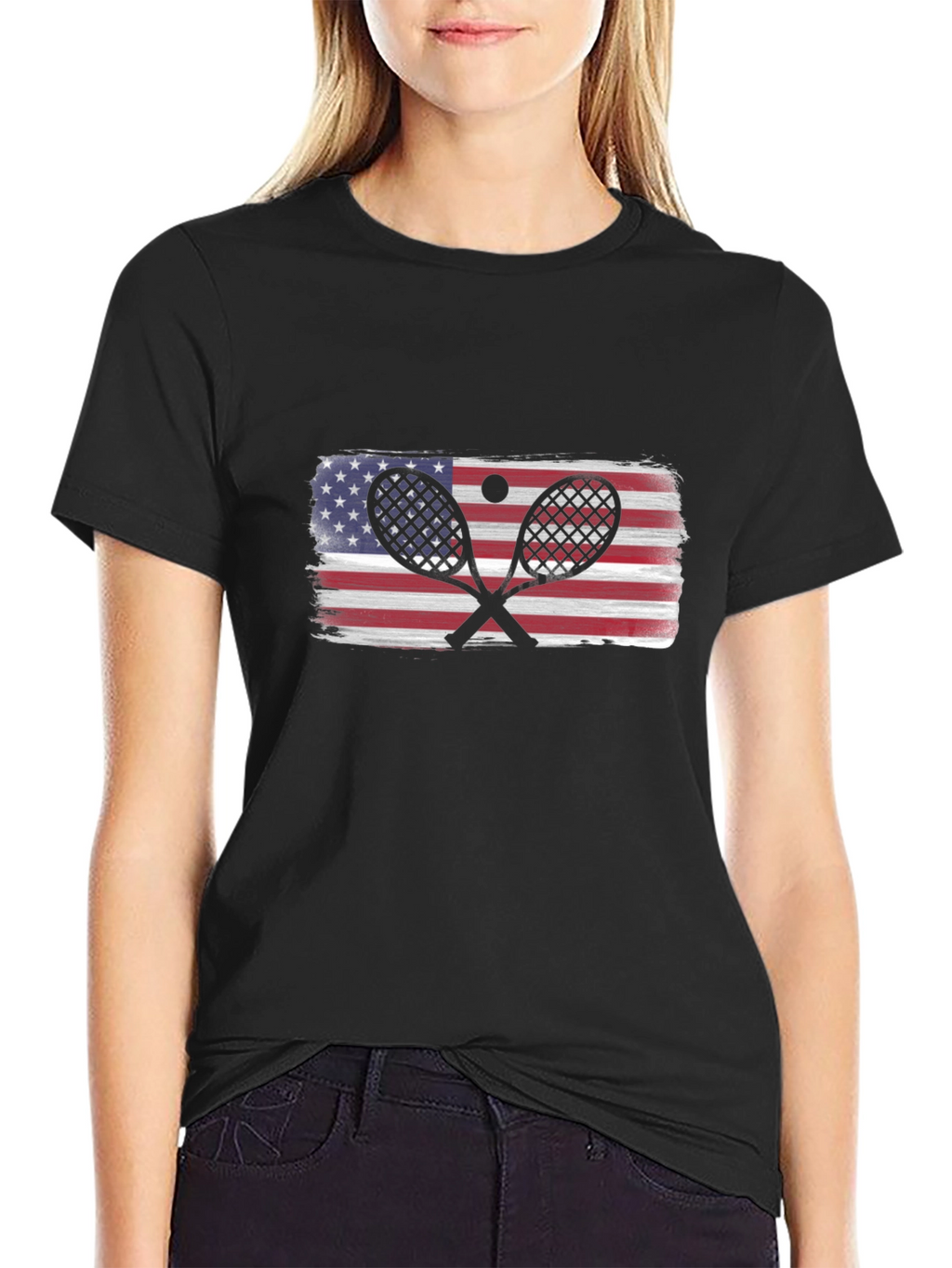 USA Tennis Racket Flag T-Shirt