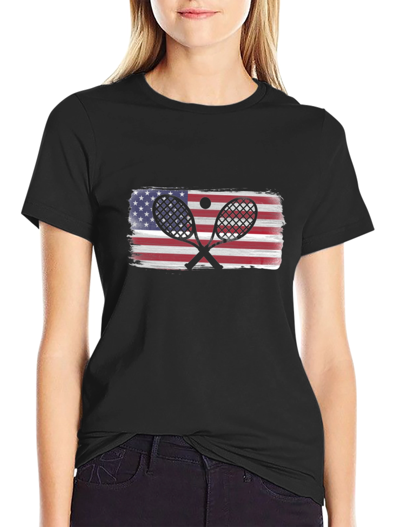 USA Tennis Racket Flag T-Shirt