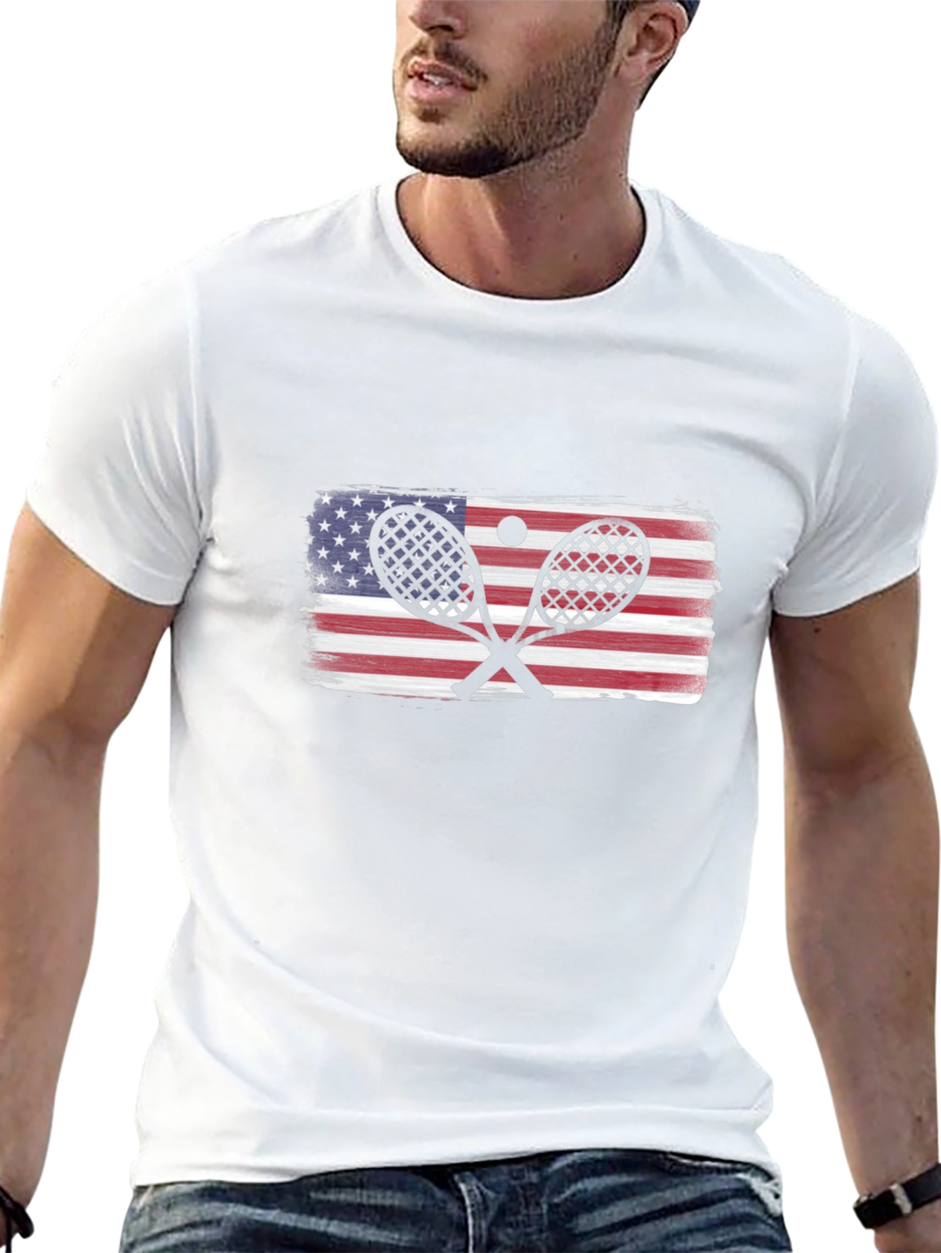 USA Tennis Racket Flag T-Shirt