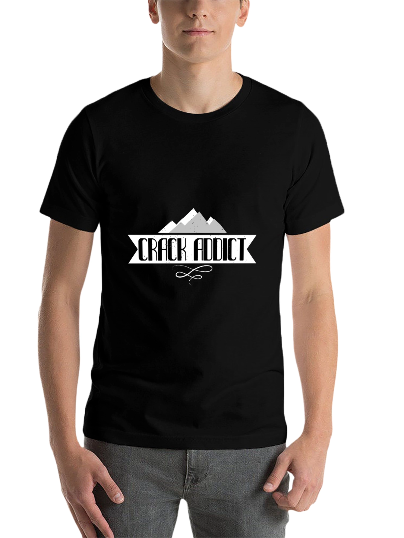 Crack Addict Graphic Print Black T-Shirt